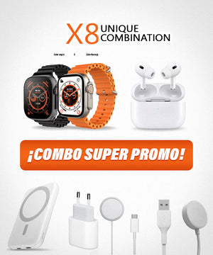 TechTrend™ | Combo X8 Reloj Inteligente + AirPods + Cargador Magsafe – Todo lo que necesitas en un solo combo 🔥📱